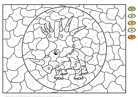 Styracosaurus Color By Number Coloring Page